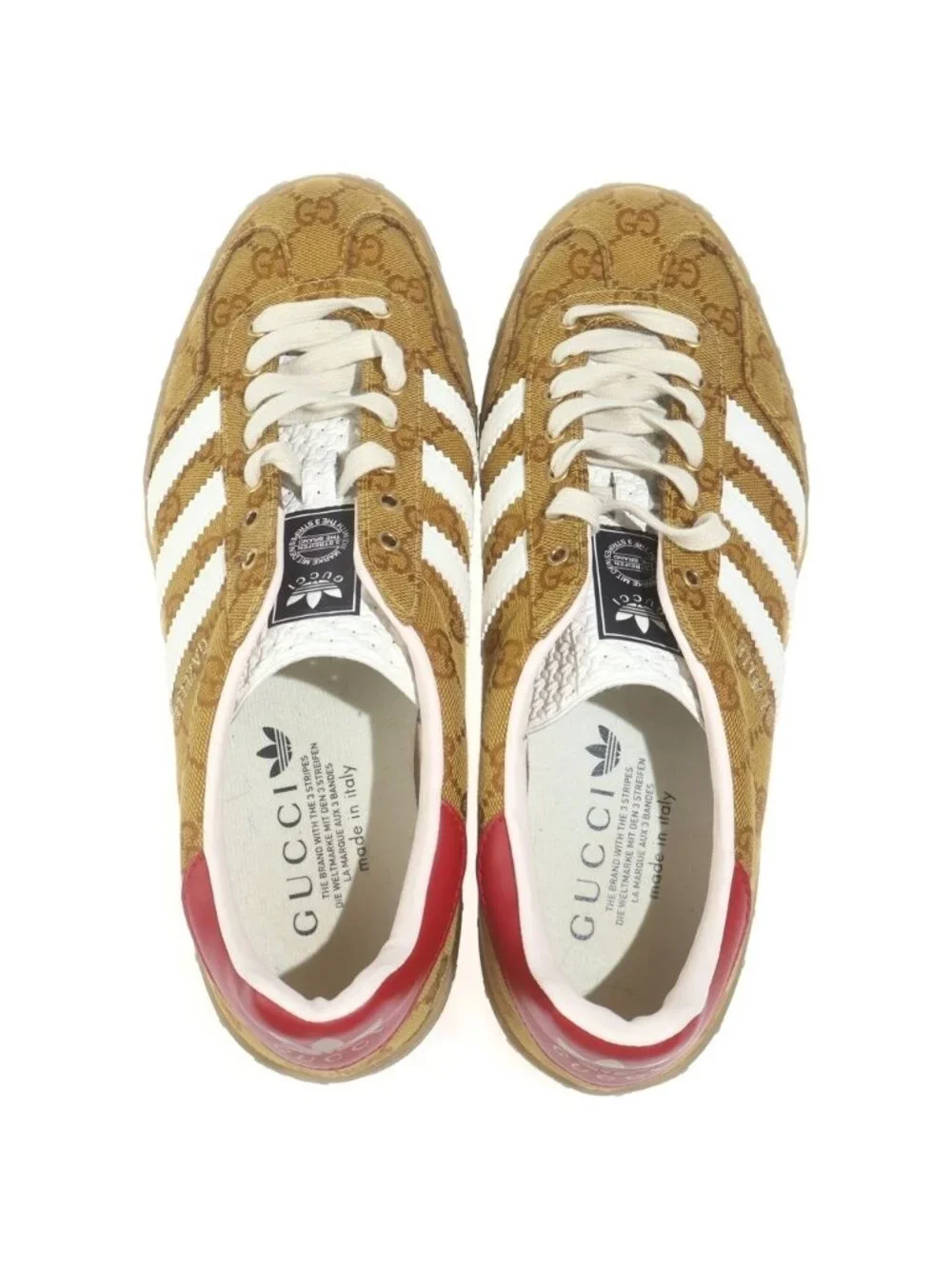 Gucci Adidas Gazelle GG Canvas Low Cut Sneakers Brown